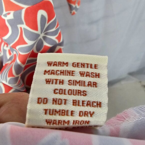 Aryeh Peach Gray Geometric True Wrap Mini Dress Boho Retro M - Picture 11 of 12